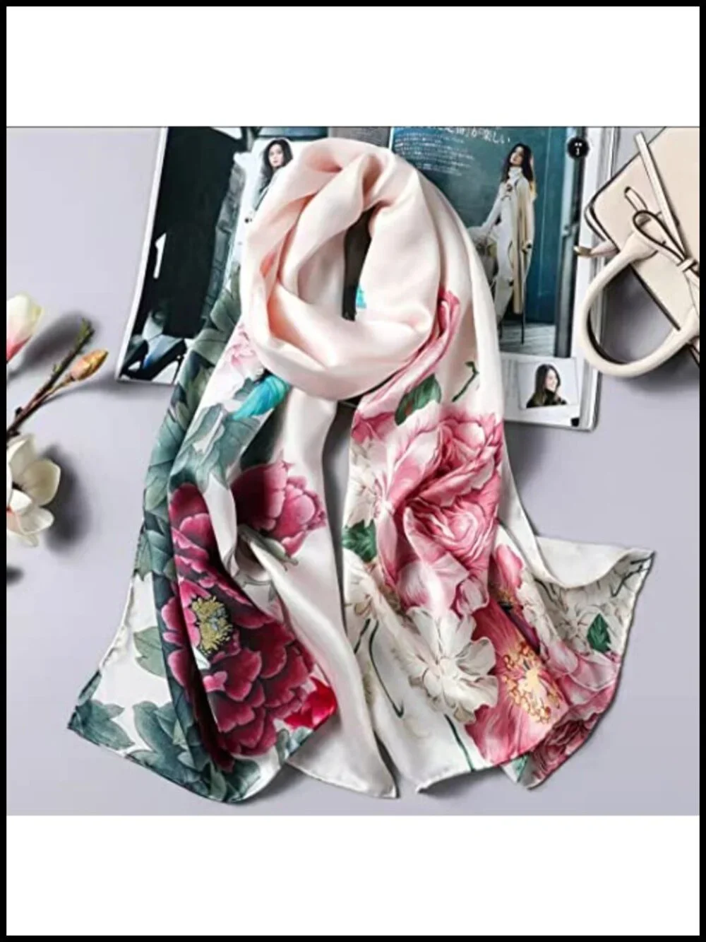 100% Silk Long Oblong Scarf Women Shawl Wrap Versatile Gift